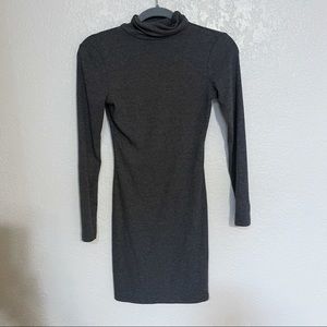 LULUS / XS midi length grey turtleneck ribbed dress
